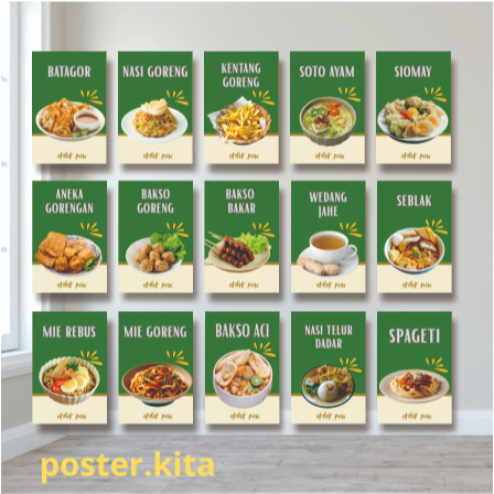 Poster cafe hiasan dinding menu makanan uk 20x30 cm menu warung makanan jajanan cafe