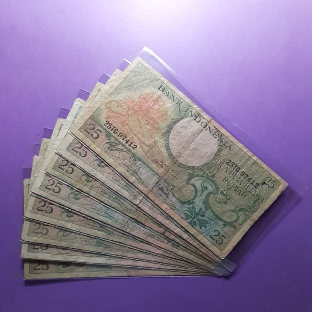 Uang kuno 25 rupiah seri bunga tahun 1959