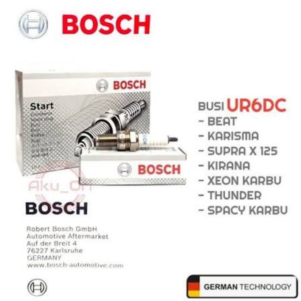BUSI BOSCH UR6DC (CPR6EA) UNTUK MOTOR KHARISMA, SUPRA X 125, BEAT, THUNDER