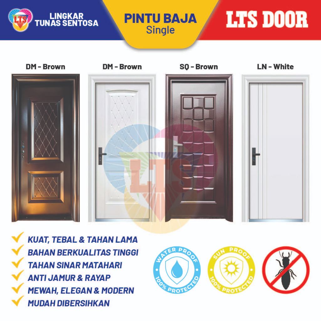 Pintu Kamar / Pintu Utama Bahan Baja Tebal Single - BISA CUSTOM
