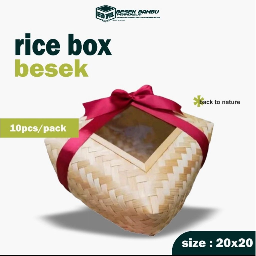besek mika anyaman bambu ukuran 20x20