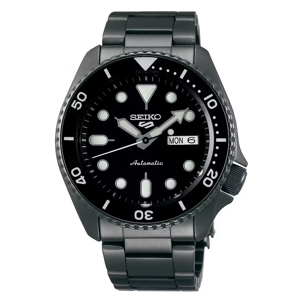 Jam Tangan Pria Seiko 5 Sports SRPD65K1 Automatic Black Dial Gray Black Stainless Steel Strap Origin
