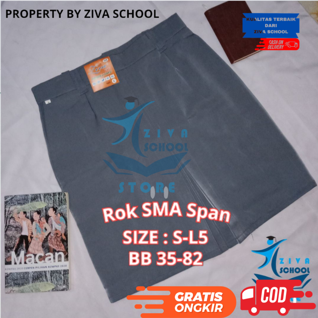 Rok SMA Span Pendek Abu-abu, Putih, Coklat