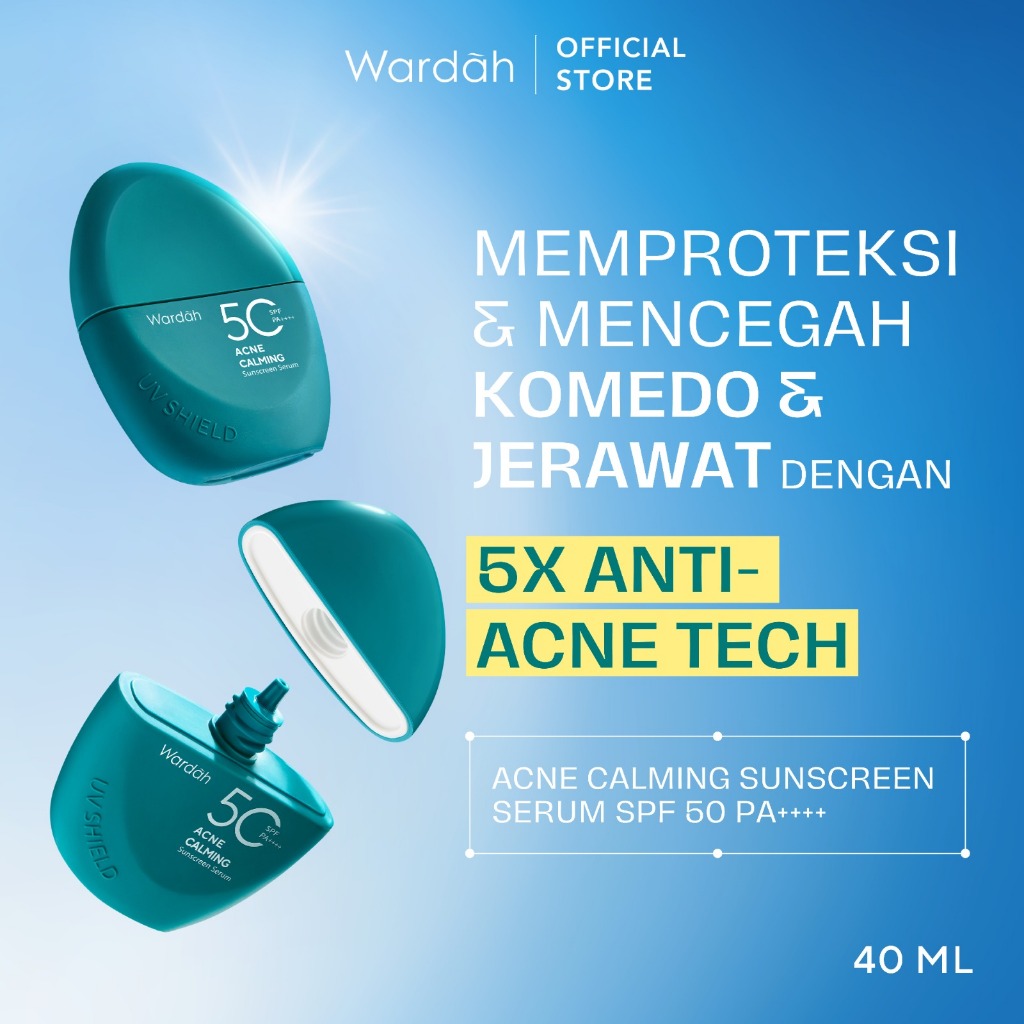 Wardah Sunscreen UV Shield Acne Calming Serum SPF 50 PA++++ 25ml 40 ml 100ml - Sunscreen Wajah Mered