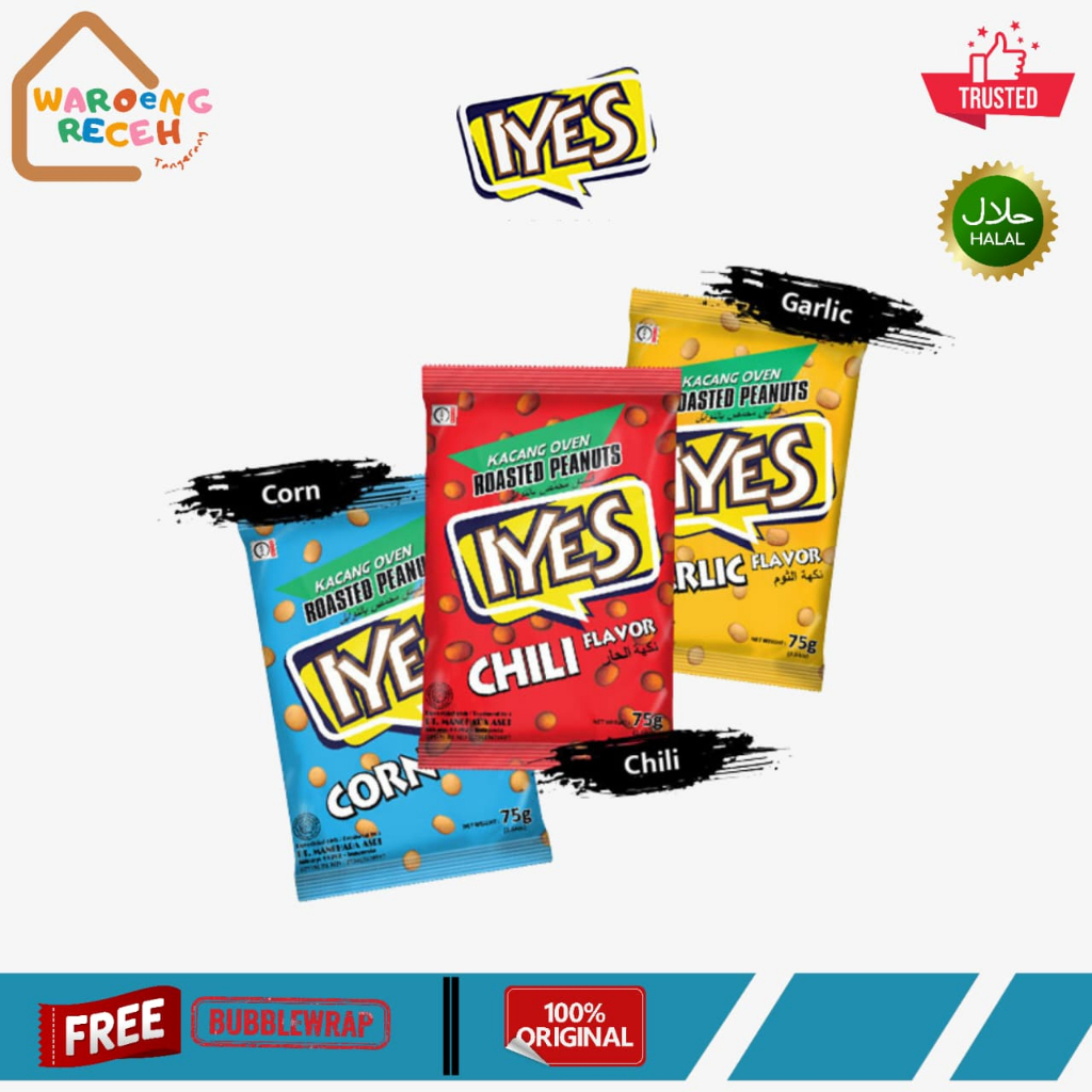 Iyes Roasted Peanut Kacang Oven Garlic Pedas Jagung Bakar 90 Gr