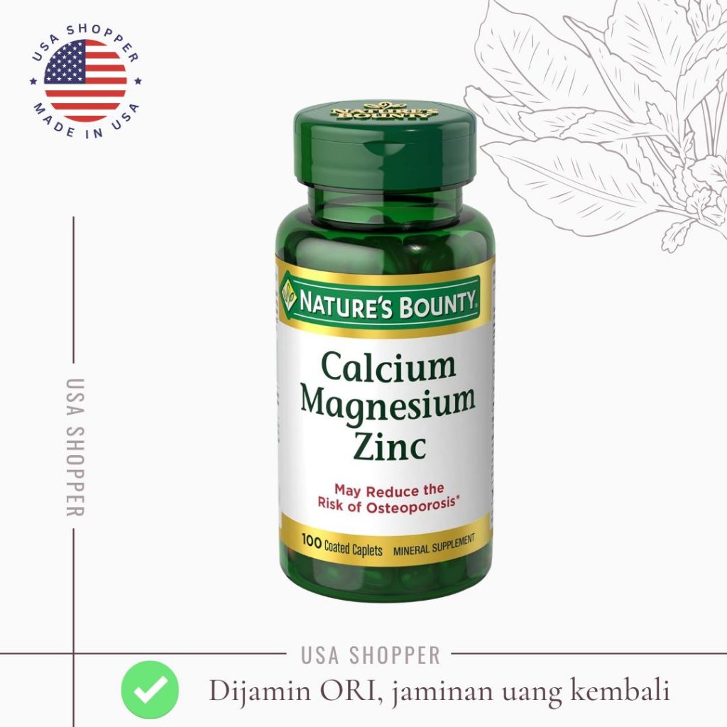 [ORI USA] Nature Bounty Calcium Magnesium Zinc 100 Caps Nature's Bounty Bone Health