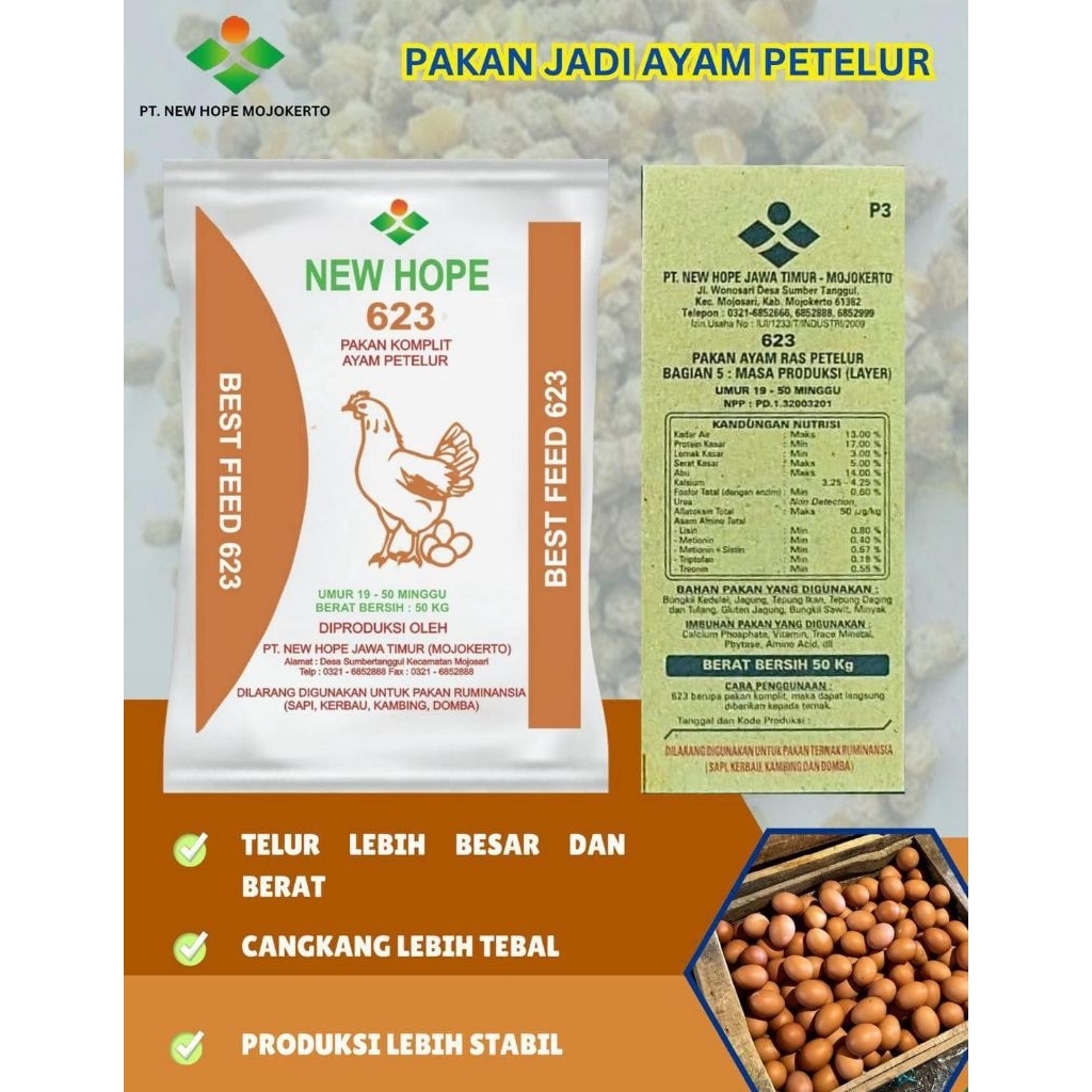 Pakan jadi ayam petelur new hope 623
