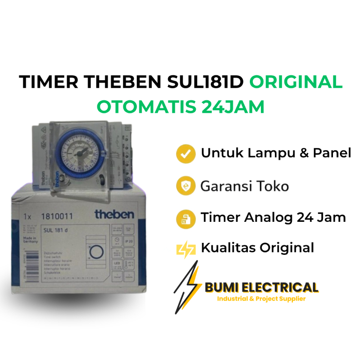 Timer Theben SUL181D Original Ready Stock Analog 24 Jam Timer Panel Listrik 220V 16A
