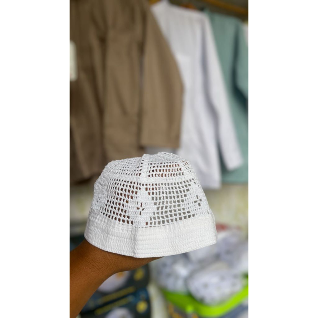 Kopiah Rajut Bangladesh Original Khusus Putih