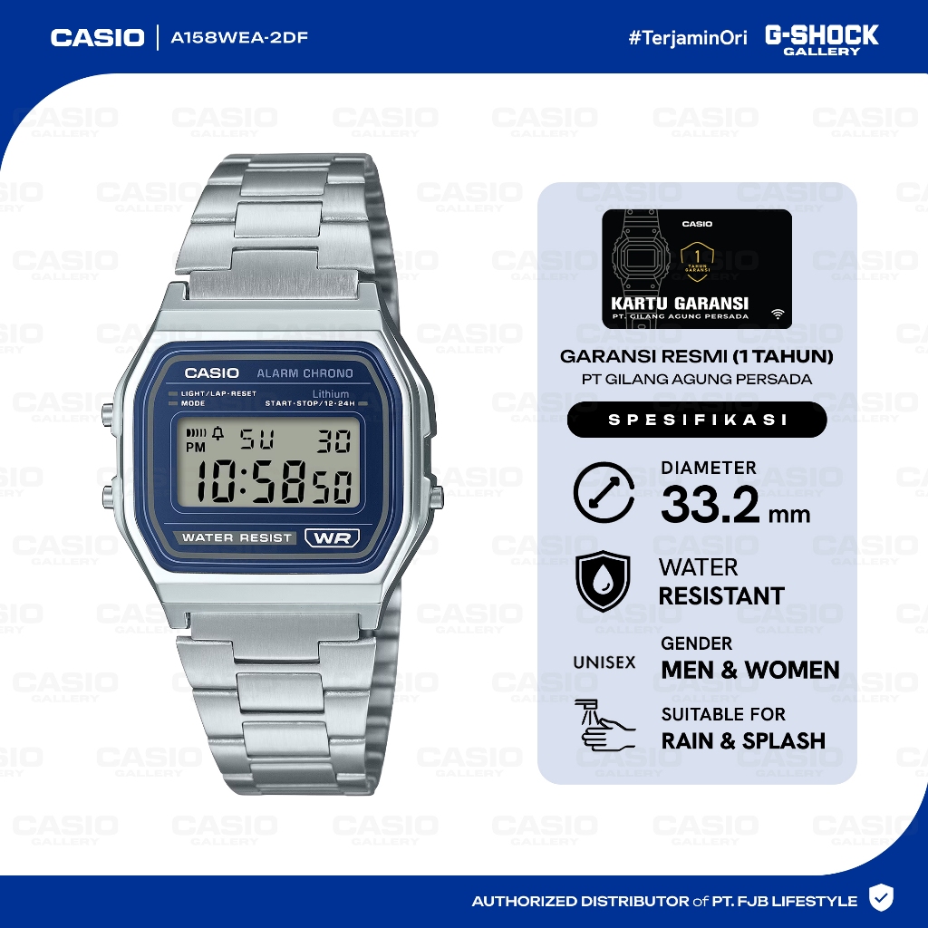Jam Tangan Unisex Casio A158WEA-2DF Vintage Digital