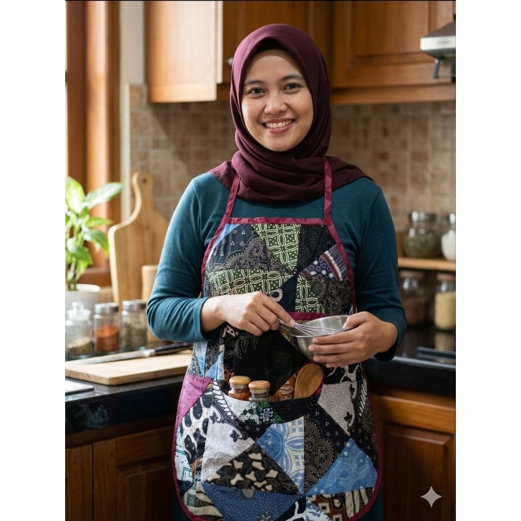celemek perca batik segitiga apron batik perca