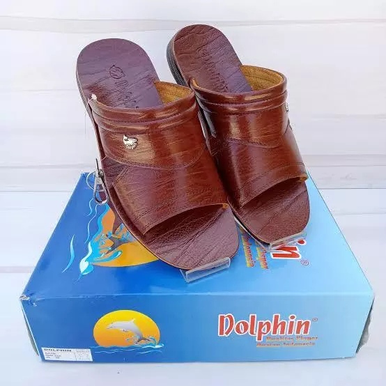 Dolphin D.13 sandal slide pria kulit asli original 100% sandal pria casual dolphin kulit asli origin