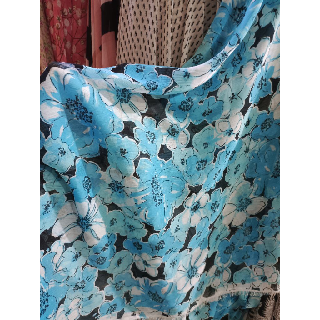 KAIN BAHAN SIFFON MURAH MOTIF BUNGA SIFON PREMIUM GARMEN LQB