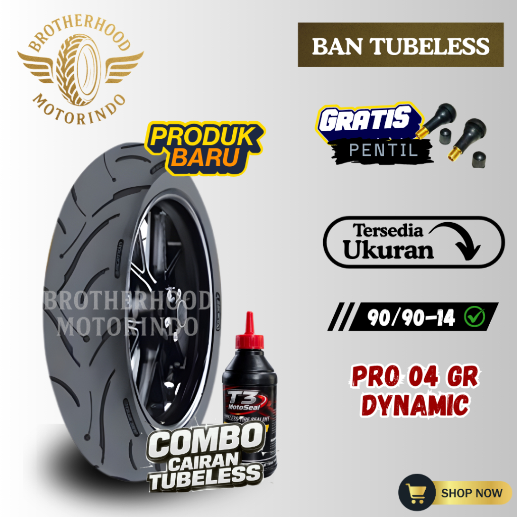 BAN ASCENDO PRO 04 GR DYNAMIC RING 14 TUBLES ( 90/90-14 ) BAN MOTOR MATIC TUBLES / TUBLES RING 14 / 