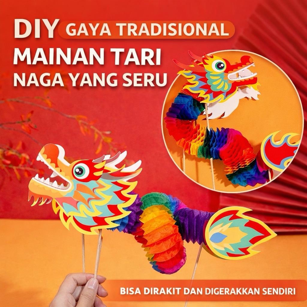 DIY Barongsai NAGA Mainan Edukasi Anak Hiasan Imlek Prakarya