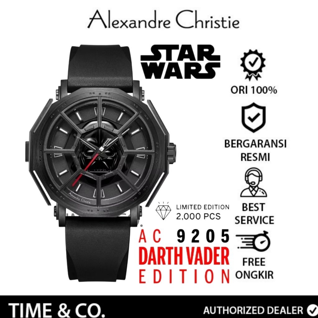 Jam Tangan Pria Alexandre Christie AC 9205 MARDS1 AC9205 Star Wars Death Star Edition Original Rubbe