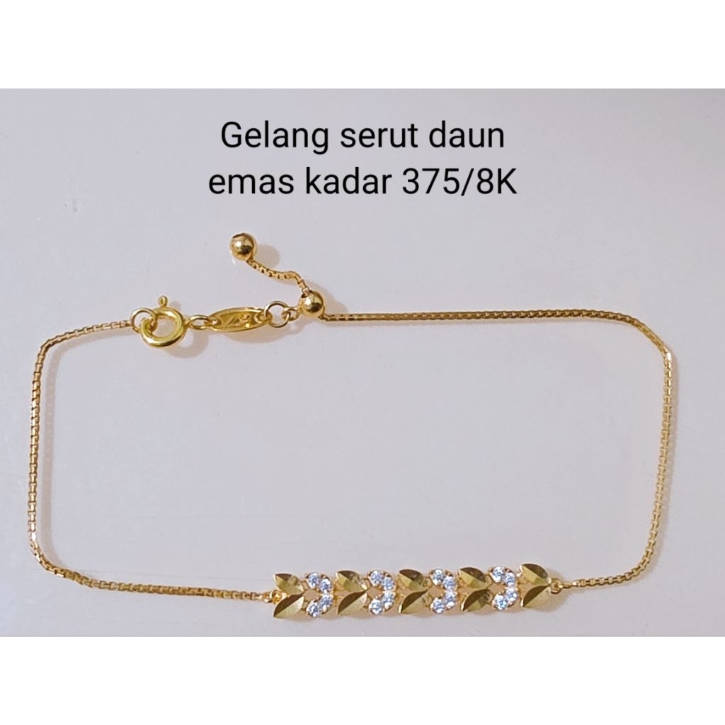 Gelang emas serut daun kadar 375/8K (1.66gram max 19cm)