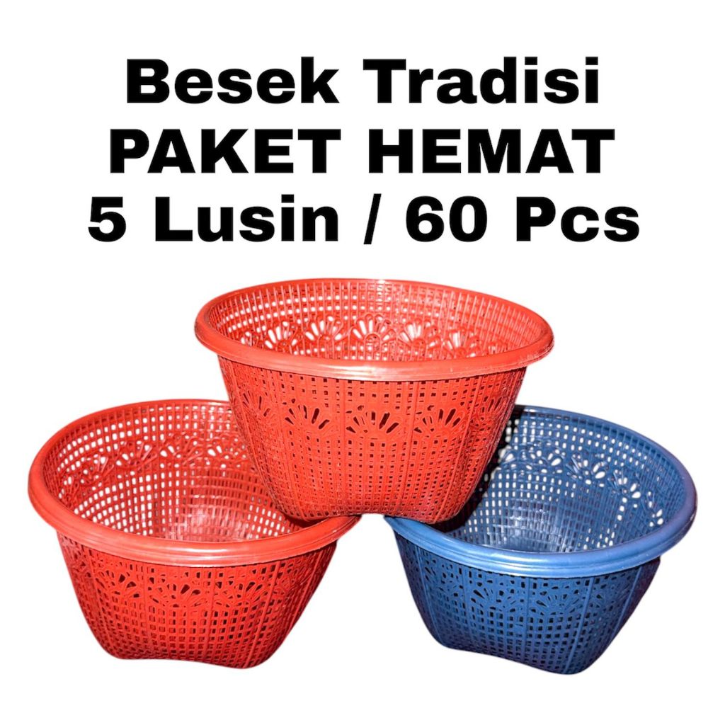 PAKET HEMAT 5 Lusin / 60 Pcs Besek Tradisi Tebal Wadah Ceting Wakul Plastik Wadah Berkat Hajatan Sla