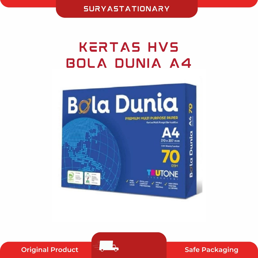 (RIM) KERTAS HVS BOLA DUNIA A4 / KERTAS HVS BOLA DUNIA 70gsm / KERTAS HVS