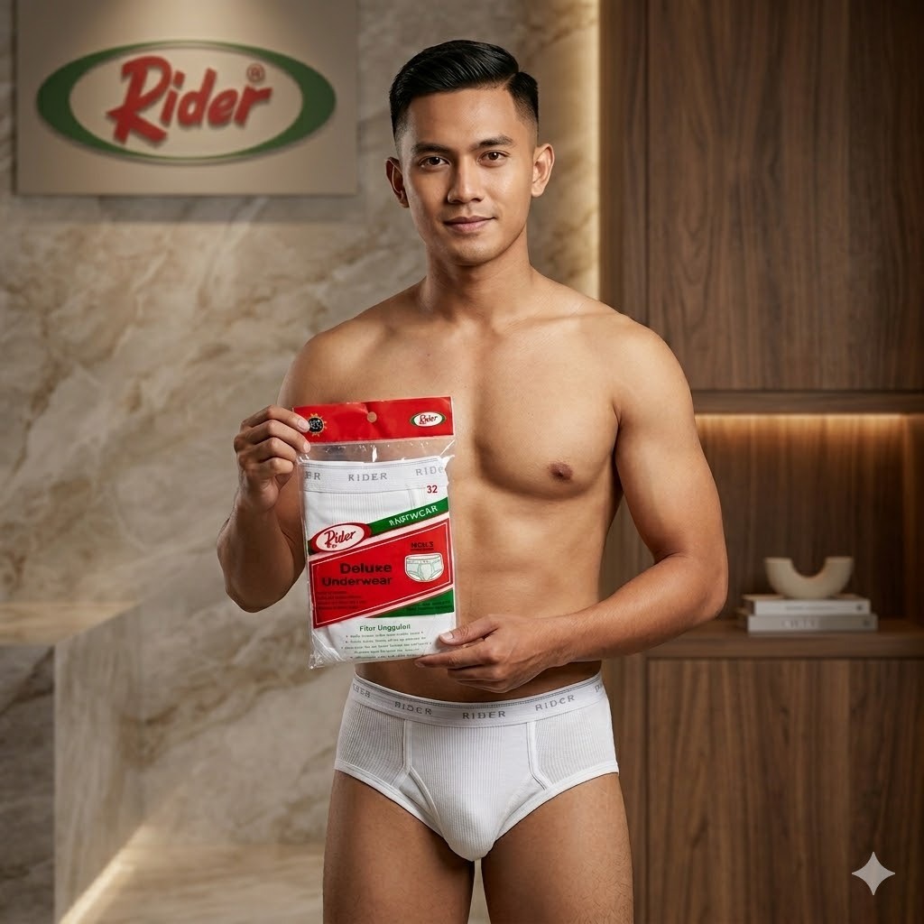 3pc ] CD Rider 125 B Salur | CD Rider 125B Salur | Celana Dalam Pria Putih Salur | Sempak Rider | Se