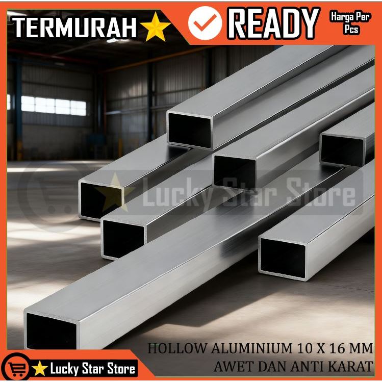 Holow Pipa Besi Alumunium 10mm X 16mm Silver Hollow Aluminium Almunium Alminium Silper Pipe Rangka K