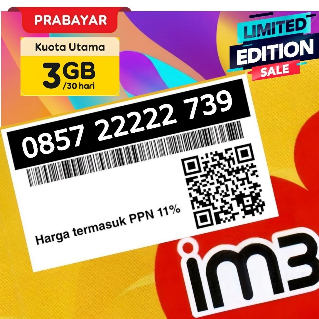 Kartu Perdana IM3 Prabayar Nomor Cantik Indosat 4G/5G Bacth 1