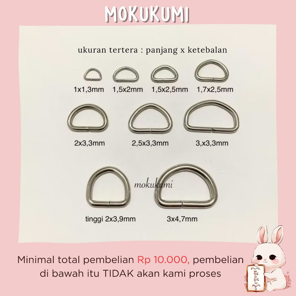 ring d nikel tinggi tali tas dompet kecil besar tebal