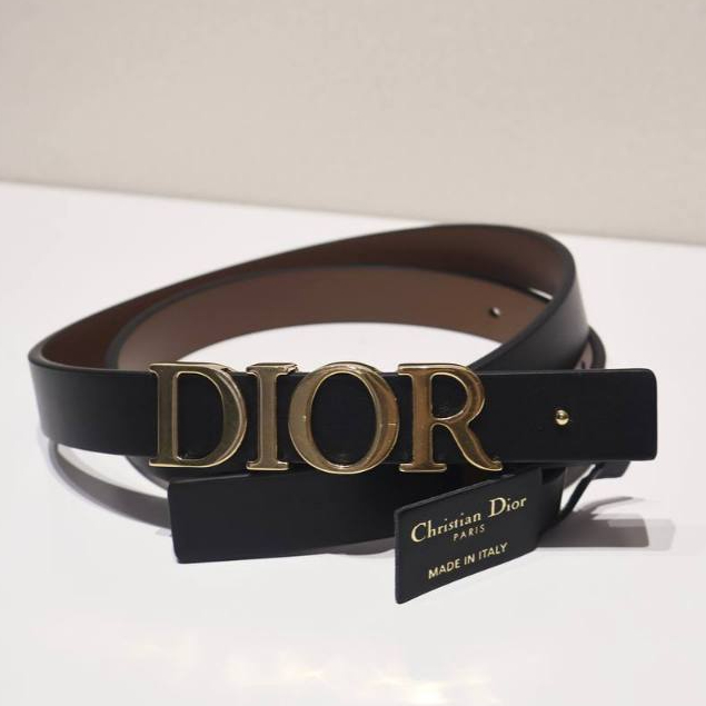 Christian dior D-Dream logo reversible 20mm belt in black brown ghw