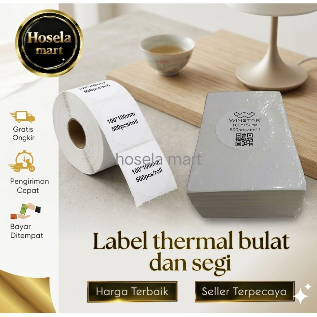 500 lembar Label sticker thermal lipat dan roll 100x150 isi 500lembar / AWB