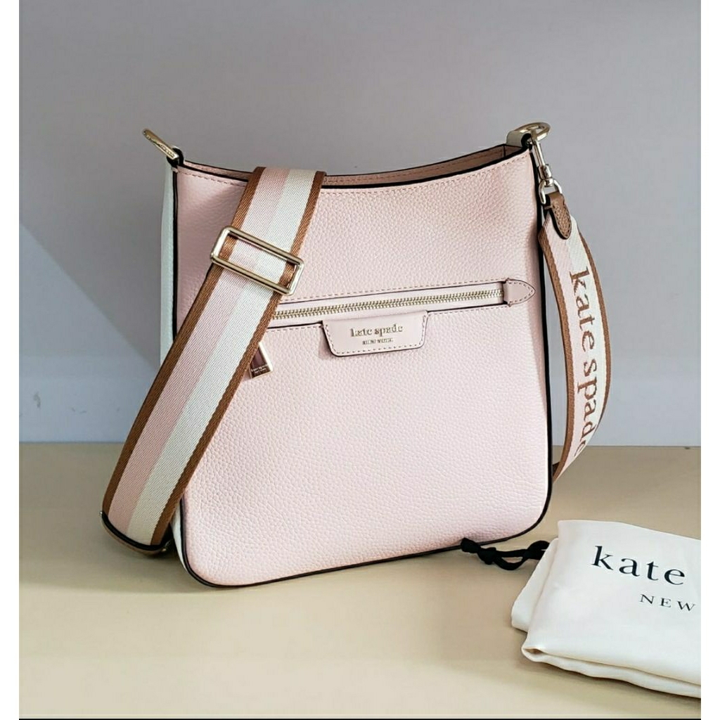 Tas Ks KF856 , Hudson Collorblock Pbbl Lthr Messenger Xbody. Rose Smoke(Butik , Dustbag Ori).