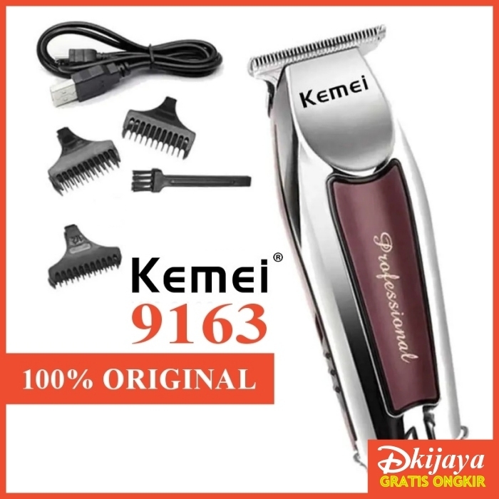 ORIGINAL KEMEI 9163 KM 9163 ALAT MESIN CUKUR WIRELESS RAMBUT JENGGOT KUMIS KM9163 KM-9163