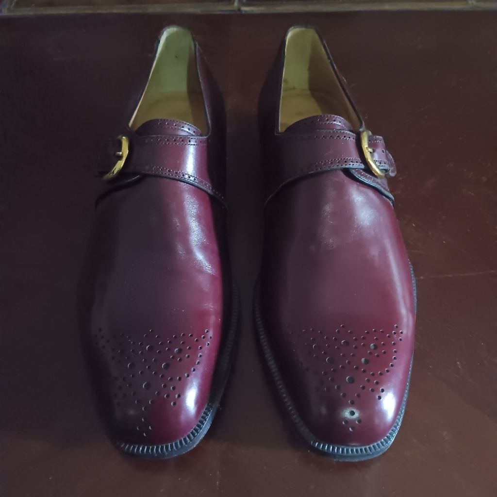 Sepatu Kulit Kurt Geiger Pria Merah Marun Second Asli (Original)