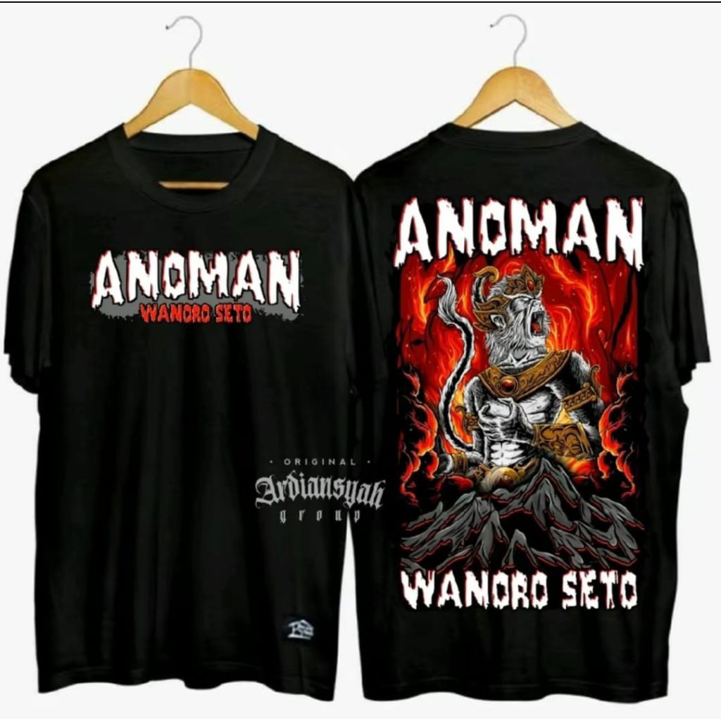 KAOS ANOMAN WANORO SETO MOTIF PUTIH BG MERAH