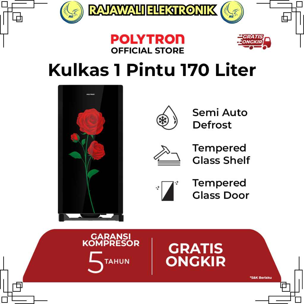 INSTANT Kulkas 1 Pintu Kulkas Polytron Varia 170 Liter Belleza Varia PRA 17 CRX