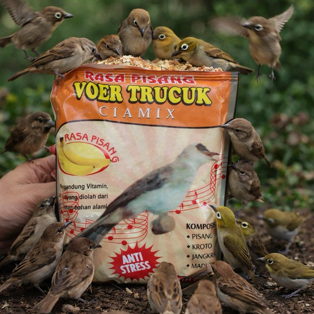 1 SASET voer trucuk ciamix pakan burung crucuk kuning telur madu murai Lampam ID
