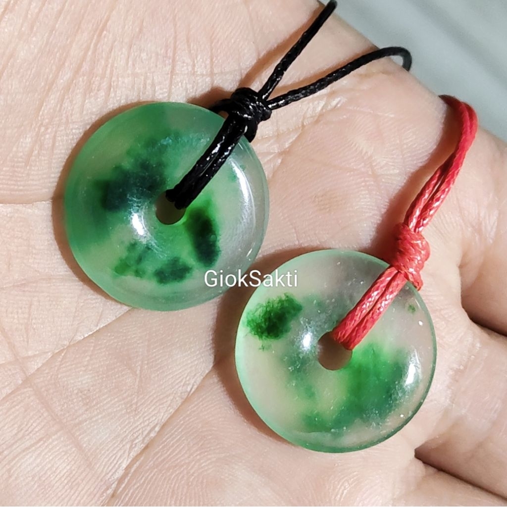 Kalung Giok Rejeki Ukir Donat / Koin Giok Hijau
