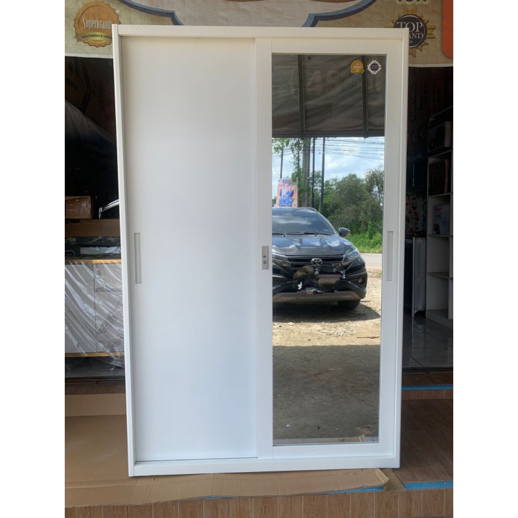 IMPORTA Lemari Pakaian Besi 2 Pintu Geser Sliding Lemari Plat Besi