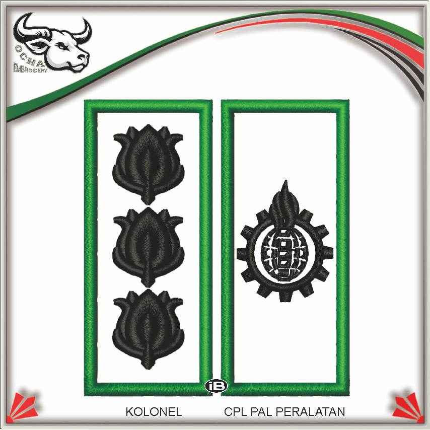PANGKAT KOLONEL CPL PAL PERALATAN BREVET ATRIBUT BORDIR TNI EMBROIDERY / PERKERAS KAIN & MIKA OCHA