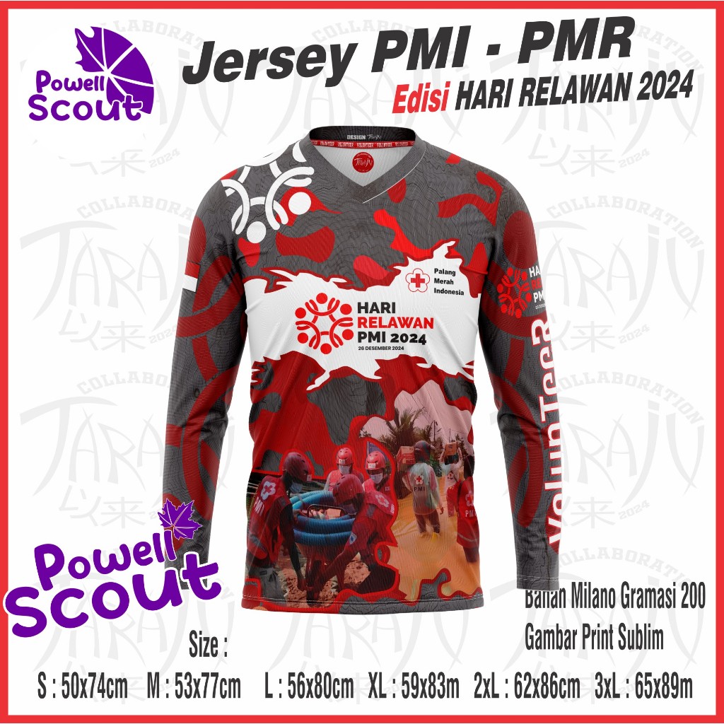 BAJU PMI / BAJU PMR /Jersey PMI / JERSEY PMR / JERSEY PMI Edisi HARI RELAWAN TAHUN 2024