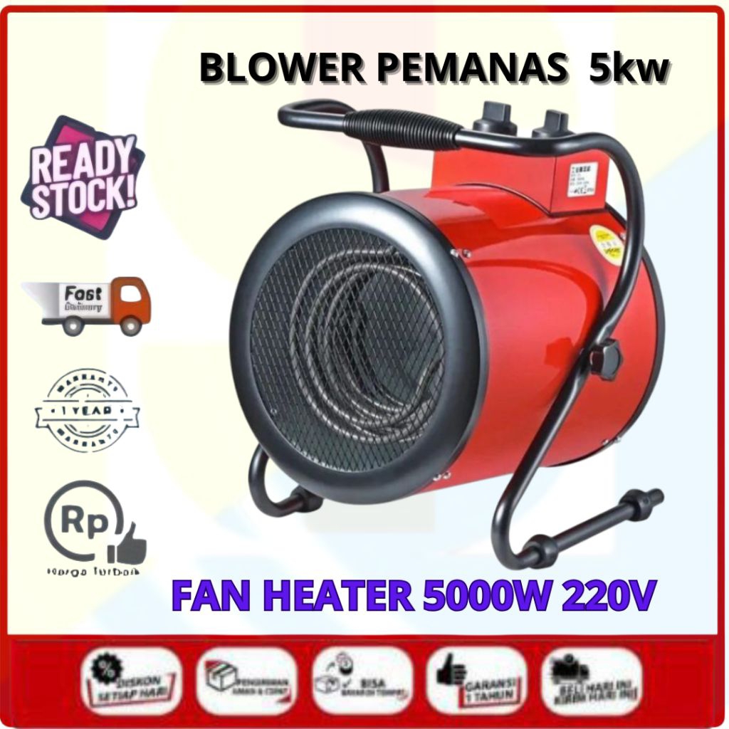 Blower kipas Pemanas Kandang Mesin Blower Pemanas Ruangan 5Kw AC 220V