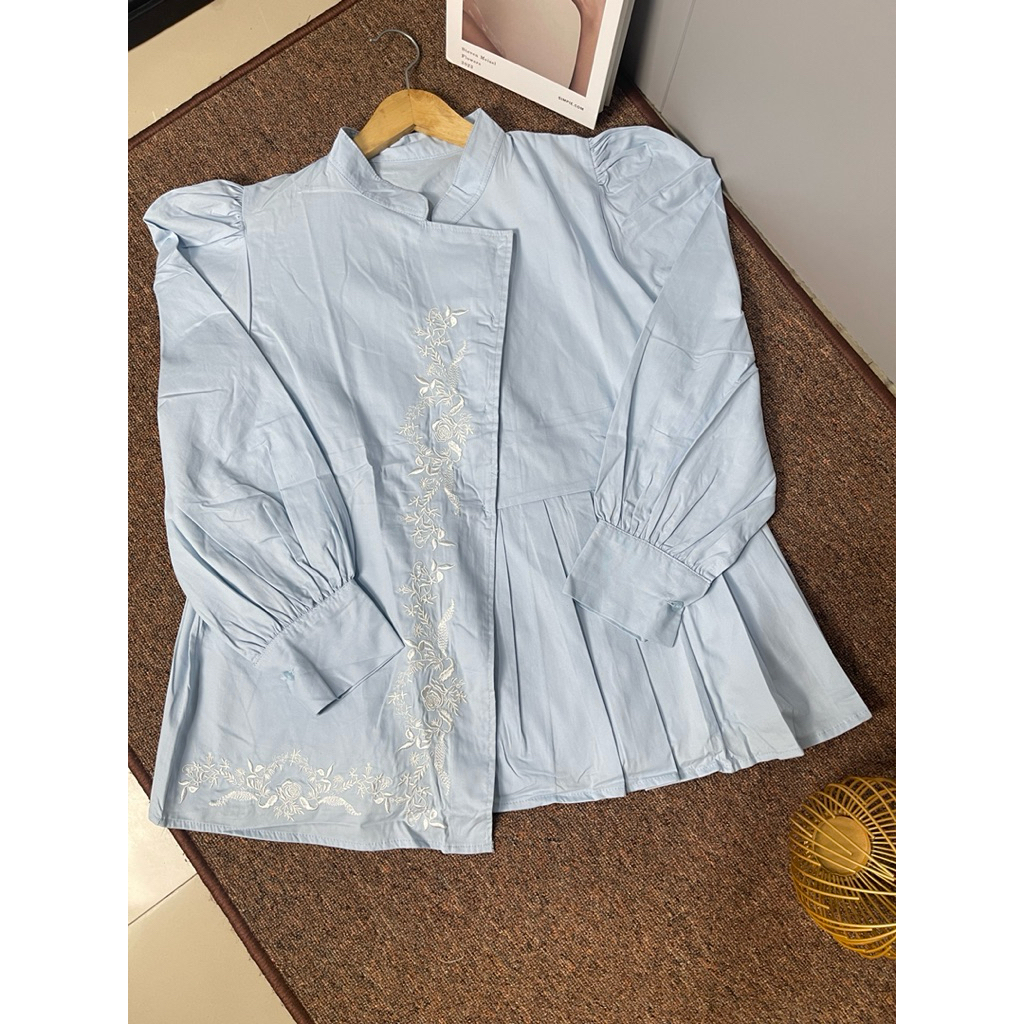 blouse wanita bahan katun kuning