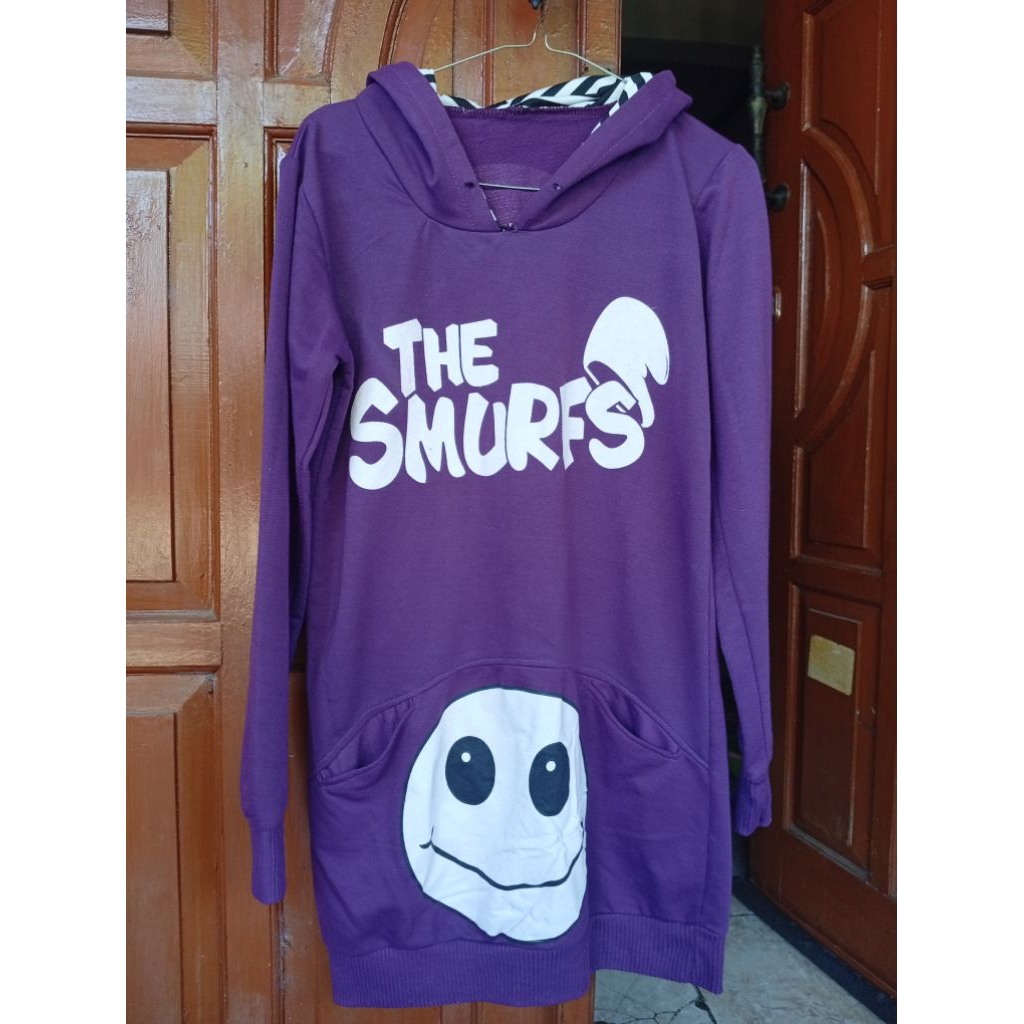preloved hoodie the smurfs ungu ukuran S
