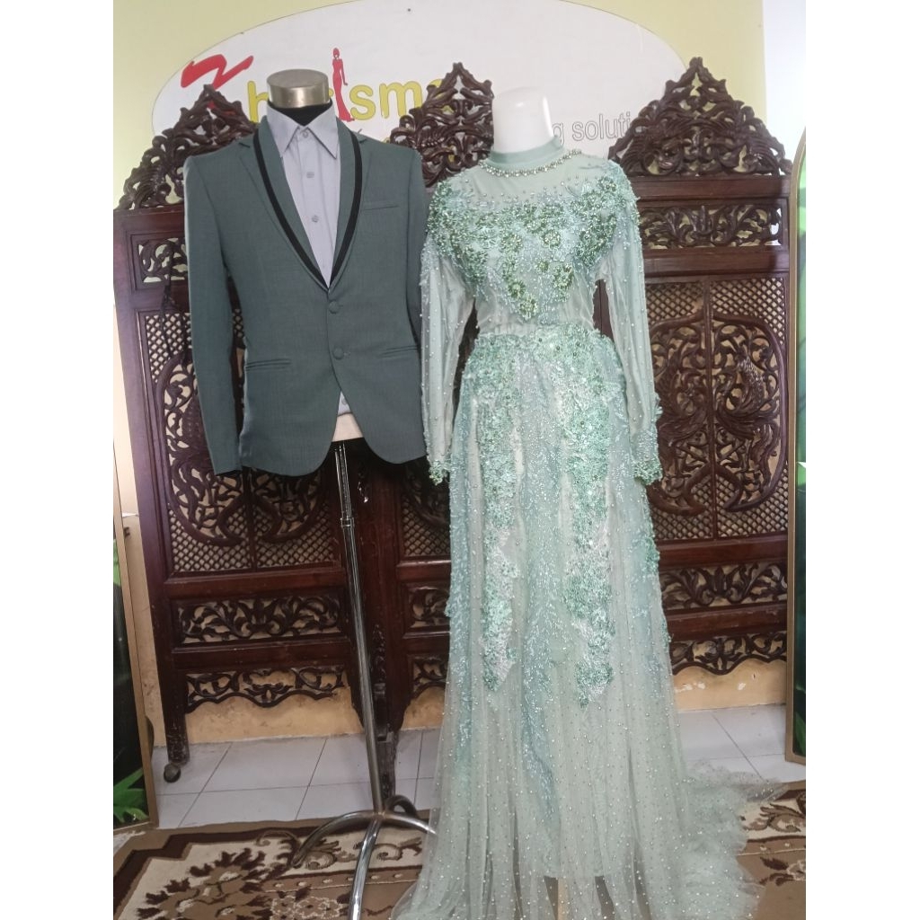 Kebaya Pengantin Hijau Sage