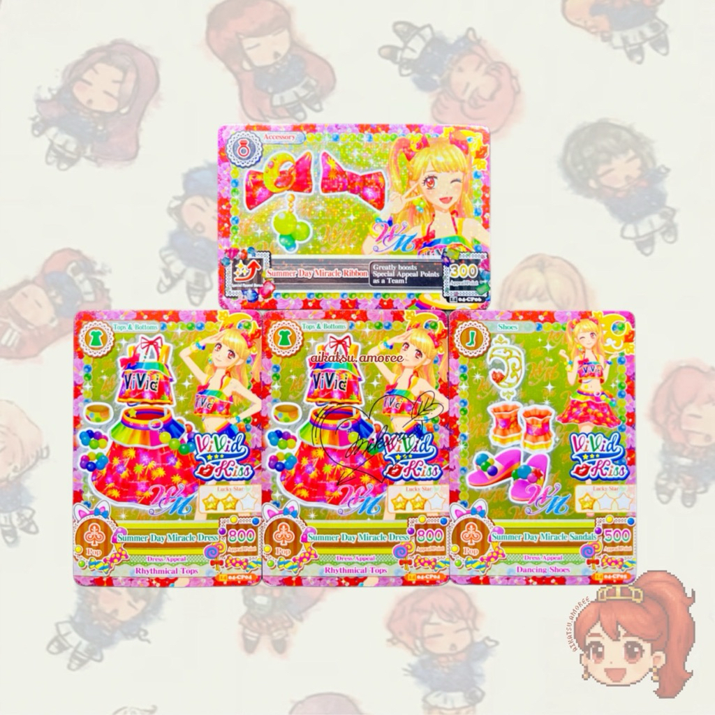 Aikatsu CP Vivid Kiss WM Unit Summer Day Miracle Set With Mikuru Natsuki Sign