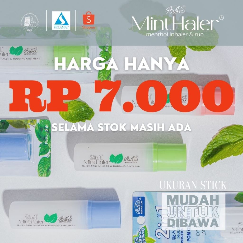 menthol MintHaler arba Stick 3gr - inhaler dan obat gosok