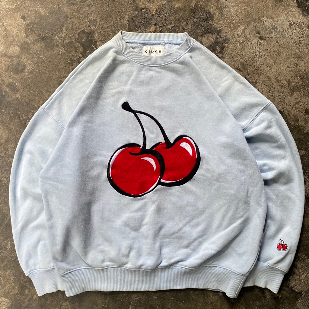 Kirsh Big Cherry Oversized Sweatshirt scnd prlvd original Crewneck Light Blue