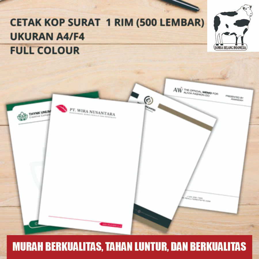 Cetak Amplop Kop Surat Custom Ukuran Kertas Hvs A4 80gsm / F4 80Gsm