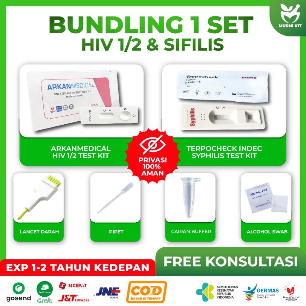 1Set Paket HIV & Sifilis Cassette terpisah paling murah dan 100% Akurat - Indec SD Bioline IS ArkanM