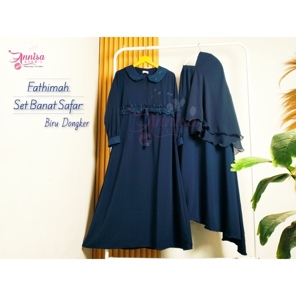 READY STOK [BISA COD] SET SAFAR BANAT Model Fathimah | Set Banat safar Jetblack Bonanza | Set Gamis 