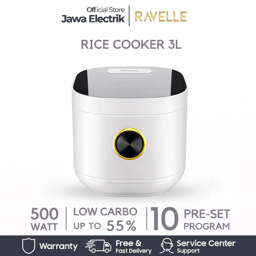 RAVELLE Rice Cooker Jade Green 3 Liter - Digital Low Carbo Rice Cooker